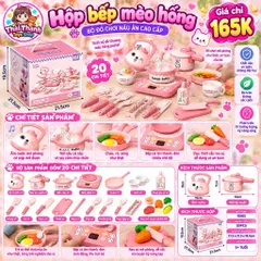 Hộp đồ chơi bếp mèo hồng 20 chi tiết