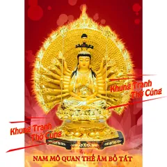 Tranh Thờ Mẹ Quan Âm Thiên Thủ Thiên Nhãn + khung (Bảo hành gãy, vỡ)