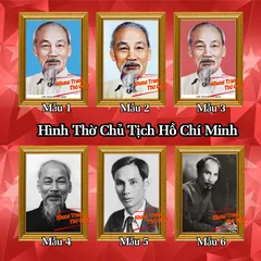 Tranh ảnh thờ Chủ tịch Hồ Chí Minh, Bác Hồ bền màu + Khung ảnh sáng đẹp kích thước khổ A3, A4, A5
