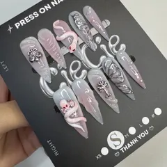 Nailbox Thiết Kế Nude Hồng Rắn Nổi Đính Đá Hồng Y2K [Cie-14]