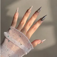 Nailbox Thiết Kế Hồng Tráng Gương Metallic Vẽ Bạc Khối Nổi [Cie-15]