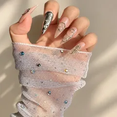 Nailbox Thiết Kế Hồng Tráng Gương Metallic Vẽ Bạc Khối Nổi [Cie-15]