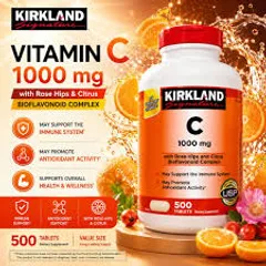Viên uống Vitamin C 1000mg Kirkland Signature Hỗ trợ miễn dịch, Tăng đề kháng, Làm đẹp da - Hộp 500 viên