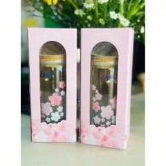 2 Ly thuỷ tinh nắp tre có ống hút