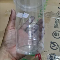 Ly Nhựa 1000ml 2 Tầng 32oz Trong Suốt, Ly Trà Sữa Trà Trái Cây Cà Phê Có Nắp