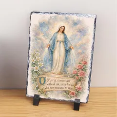 Quà tặng Công Giáo hình Chúa Giêsu và Đức Mẹ Maria vẽ màu nước in trên đá tự nhiên