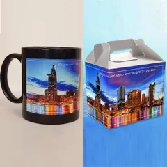 Ly cốc sứ in hình cảnh Sài Gòn ban đêm dạ quang phát sáng