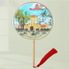 Quạt lụa thủ công cổ trang kiếm hiệp in tranh vẽ danh lam thắng cảnh Việt Nam