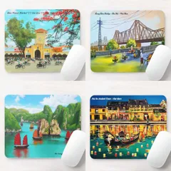 Miếng lót chuột,bàn di chuột máy tính mouse pad 25x20cm,in tranh vẽ danh lam thắng cảnh quê hương Việt Nam