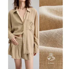 (Chính Hãng) Set bộ áo sơ mi,quần giả váy nữ du lịch,đi biển nữ chất linen hãng Ontre She In