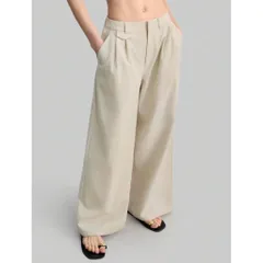 (Chính Hãng) Set bộ áo bra,quần ống rộng nữ du lịch,đi biển chất Linen hãng Ontre She In
