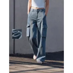 (Chính Hãng) Quần jeans nữ túi hộp ống đứng hãng Semir