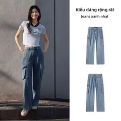 (Chính Hãng) Quần jeans nữ túi hộp ống đứng hãng Semir