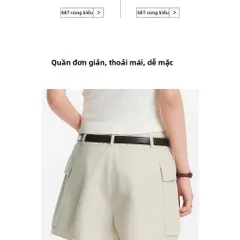 (Chính Hãng) Quần short đùi nữ kaki ống rộng hãng Semir