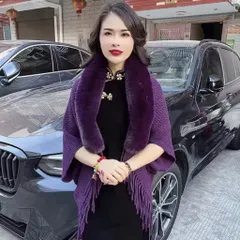(Sale) Áo choàng len cổ lông nữ hàng QC