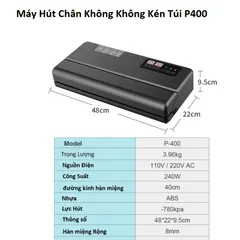 Máy hút chân không công nghiệp không kén túi P400 hút & hàn tự động mọi loại túi, đường hàn 40cm 856835