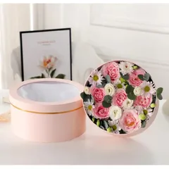 Hộp tròn mặt trong suốt đựng hoa đựng quà