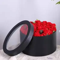 Hộp tròn mặt trong suốt đựng hoa đựng quà