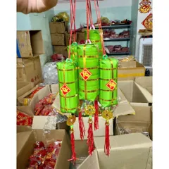 Combo 4 Liễn Bánh Chưng Bánh Tét Treo Cây Trang Trí Tết, Kèm Dây Treo Tiền Vàng May Mắn