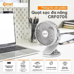 Quạt Kẹp Tích Điện Xoay 360° COMET CRF0705 - 5W - Kẹp Bàn, Kẹp Giường, Kẹp Xe Đẩy