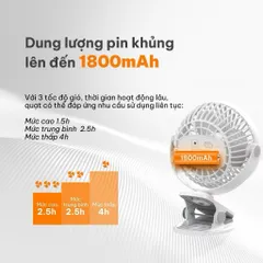 Quạt Kẹp Tích Điện Xoay 360° COMET CRF0705 - 5W - Kẹp Bàn, Kẹp Giường, Kẹp Xe Đẩy