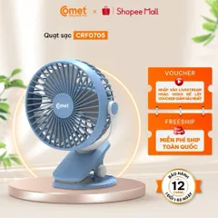 Quạt Kẹp Tích Điện Xoay 360° COMET CRF0705 - 5W - Kẹp Bàn, Kẹp Giường, Kẹp Xe Đẩy