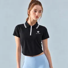 Áo Polo Nữ Garnet Ngắn Tay Cổ Bẻ Phối Viền Khóa Kéo Co Giãn Thoáng Mát Phong Cách Thể Thao