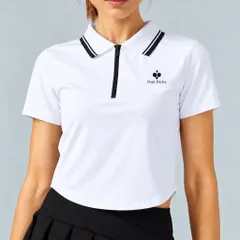 Áo Polo Nữ Garnet Ngắn Tay Cổ Bẻ Phối Viền Khóa Kéo Co Giãn Thoáng Mát Phong Cách Thể Thao