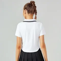 Áo Polo Nữ Garnet Ngắn Tay Cổ Bẻ Phối Viền Khóa Kéo Co Giãn Thoáng Mát Phong Cách Thể Thao