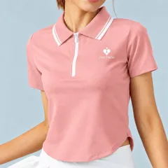 Áo Polo Nữ Garnet Ngắn Tay Cổ Bẻ Phối Viền Khóa Kéo Co Giãn Thoáng Mát Phong Cách Thể Thao