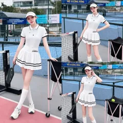 Set thể thao nữ COSLEAF Pickleball áo polo cổ bẻ váy xếp ly thun lạnh co giãn thoáng mát 3 màu