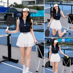 Set thể thao nữ polo sát nách phối chân váy xếp ly, co giãn thoáng mát chơi pickleball tennis