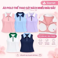 Bộ váy thể thao nữ Garnet thun lulu, áo polo sát nách khóa kéo cổ bẻ kèm chân váy xếp ly 4 màu [ KHÁCH TĂNG 1 SIZE ]