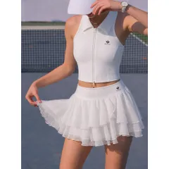 Set Thể Thao Cho Nữ Áo Đệm Mút Chân Váy Lụa Voan Bay Nhẹ Chơi Pickleball, Tenni Thoáng Mát Thấm Hút Mồ Hôis