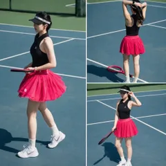 Bộ Thể Thao Nữ Pickleball Thun Lulu Áo Croptop Sát Nách Phối Chân Váy Xếp Ly Thoáng Mát