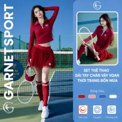 Set thể thao nữ GARNET dài tay phối chân váy voan quần bảo hộ thoáng khí nhiều màu