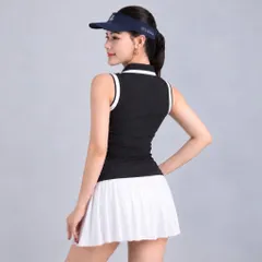 Áo polo thể thao nữ POMPECHE sát nách phối viền, chất vải co giãn thoáng mát dùng chơi golf tennis