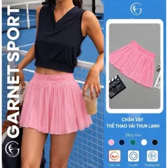 Chân váy tennis nữ xếp ly cạp co giãn vải voan mềm chống nhăn, nhẹ thoáng mặc thể thao nhiều màu