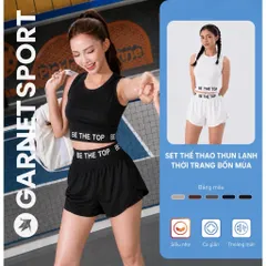 Set đồ thể thao nữ thun lạnh áo croptop ba lỗ kèm đệm mút phối quần short cạp chun co giãn thoáng mát