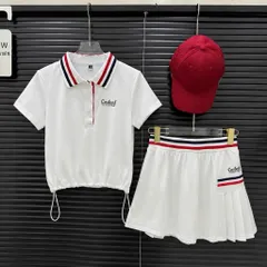 Set Thể Thao Nữ Áo Polo Cổ Đức Rút Giây - Vải Poly Spandex Chân Váy Xếp Ly Cách Điệu Chơi pickleball, tennis