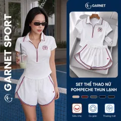 Set Thể Thao Nữ GARNET Thiết Kế Vạt Bầu Hack Dáng Vải Thun Lanh Co Giãn 4 Chiều Thấm Hút Mồ Hôi