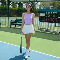Áo croptop ba lỗ nữ ôm dáng thể thao, cổ tròn sát nách, phong cách tennis gym năng động mùa hè