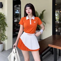 Set thể thao nữ áo polo phối chân váy xếp ly vải poly cá sấu, đồ pickleball tennis năng động