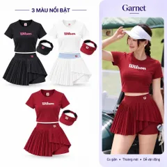 Bộ tennis nữ áo croptop ôm dáng phối váy quần xếp ly có quần trong co giãn 3 màu