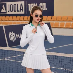 Áo polo nữ Garnet Sport dài tay cổ khóa kéo co giãn thoáng mát phong cách tennis nữ tính