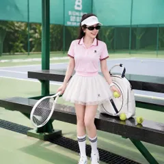 Bộ đồ thể thao nữ áo polo phối chân váy xòe thun tăm lạnh siêu nhẹ co giãn thoáng mát mặc tennis