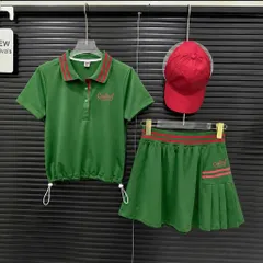 Set Thể Thao Nữ Áo Polo Cổ Đức Rút Giây - Vải Poly Spandex Chân Váy Xếp Ly Cách Điệu Chơi pickleball, tennis