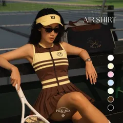 Váy tennis nữ liền thân khóa kéo phối sọc, chân váy xếp ly phong cách thể thao năng động