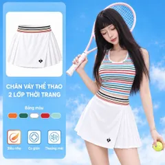 Chân váy thể thao nữ 2 lớp xếp ly, quần bảo hộ co giãn, vải nhẹ thoáng mát chơi tennis cầu lông