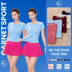 [GARNET] Áo Thun Nữ Thể Thao - Vải Thun Tăm Mềm Mát Co Giãn 4 Chiều Thấm Hút Mồ Hôi Logo In Nổi